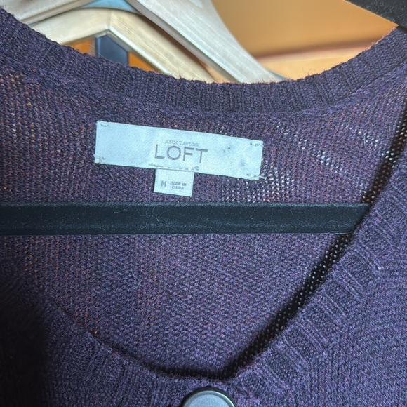 LOFT Women's Wool Blend Purple Button Up Sweater Cardigan Size Medium - Picture 5 of 8